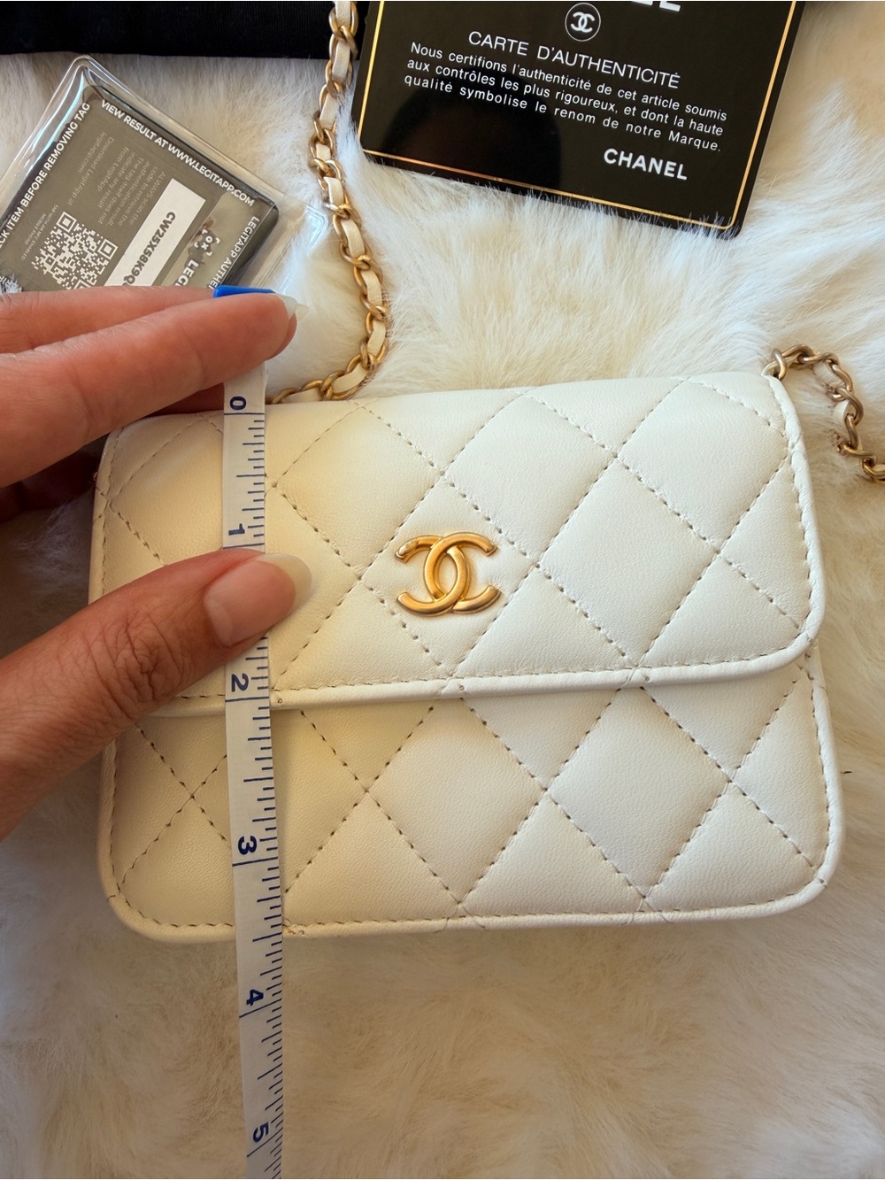 CHANEL White Quilted CC Ball Clutch on Chain Mini Belt Bag - Picture 14 of 16